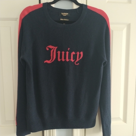 Juicy Couture Black Label Italian Cashmere Striped Sleeve  JUICY Sweater S - Picture 2 of 15